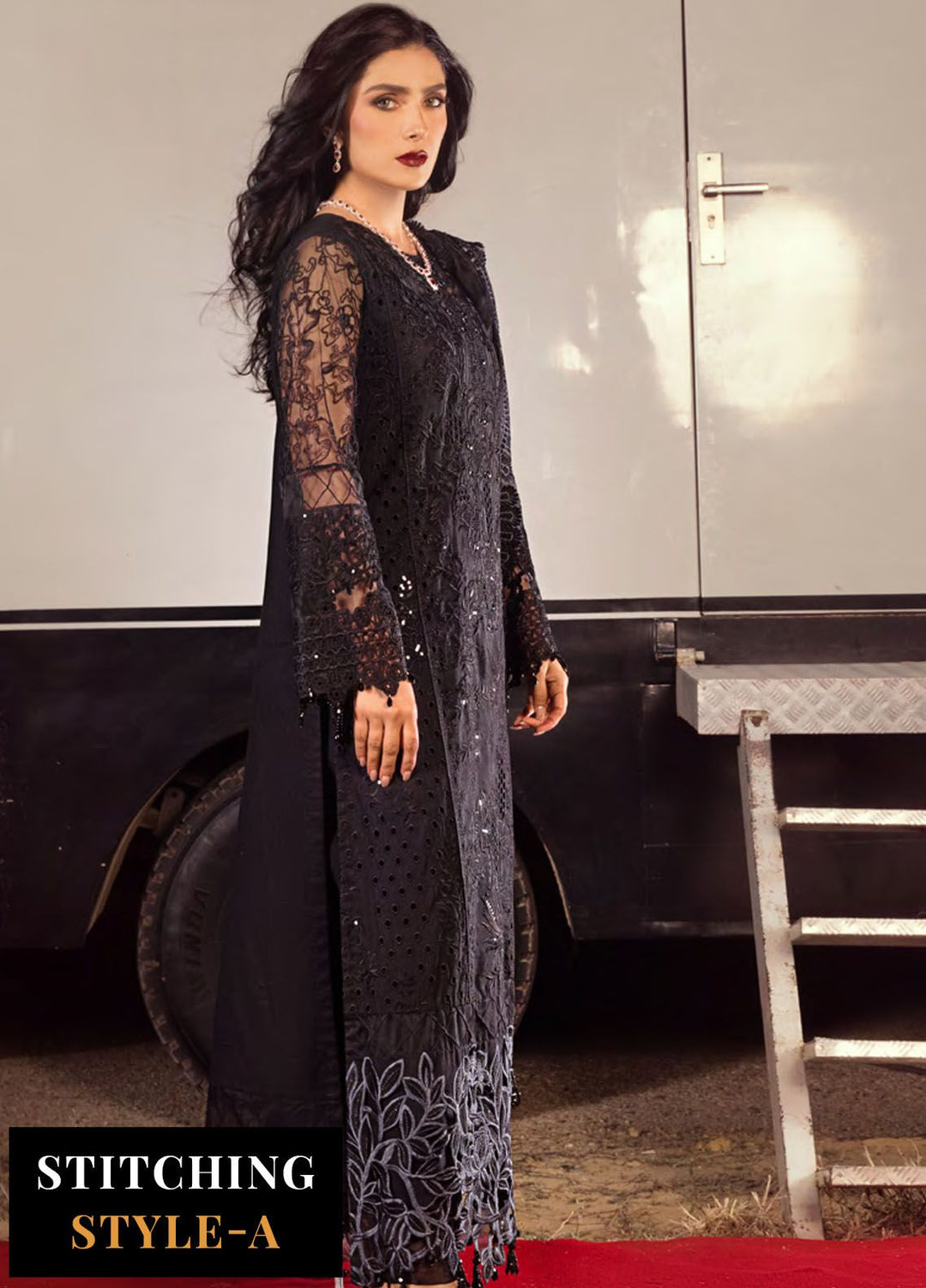 Mahiymaan By Al Zohaib Embroidered Organza Suits Unstitched 3 Piece MAH24LL M-10 Midnight Majesty - Luxury Collection