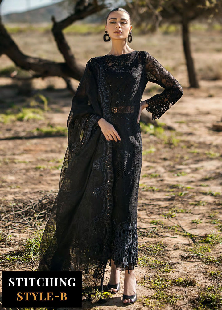 Mahiymaan By Al Zohaib Embroidered Organza Suits Unstitched 3 Piece MAH24LL M-10 Midnight Majesty - Luxury Collection