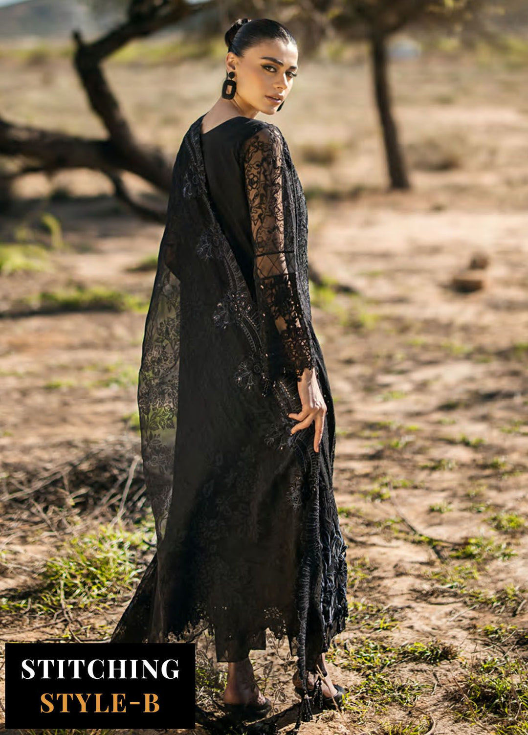 Mahiymaan By Al Zohaib Embroidered Organza Suits Unstitched 3 Piece MAH24LL M-10 Midnight Majesty - Luxury Collection