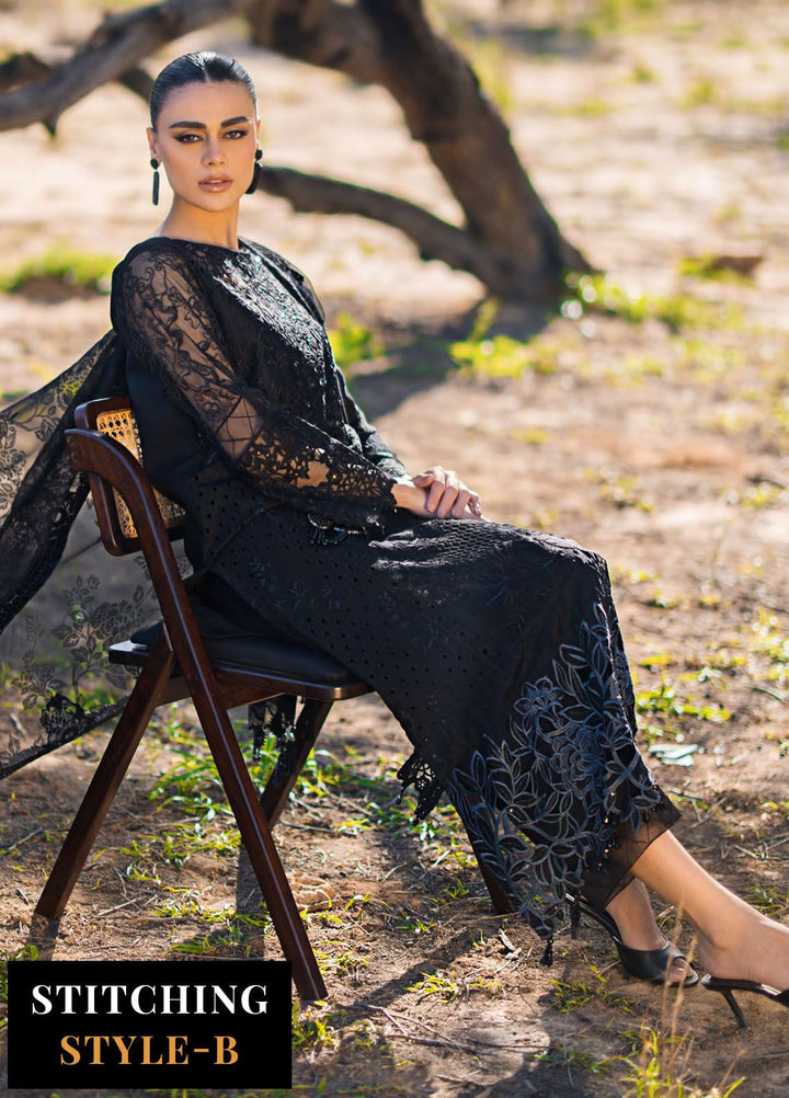 Mahiymaan By Al Zohaib Embroidered Organza Suits Unstitched 3 Piece MAH24LL M-10 Midnight Majesty - Luxury Collection