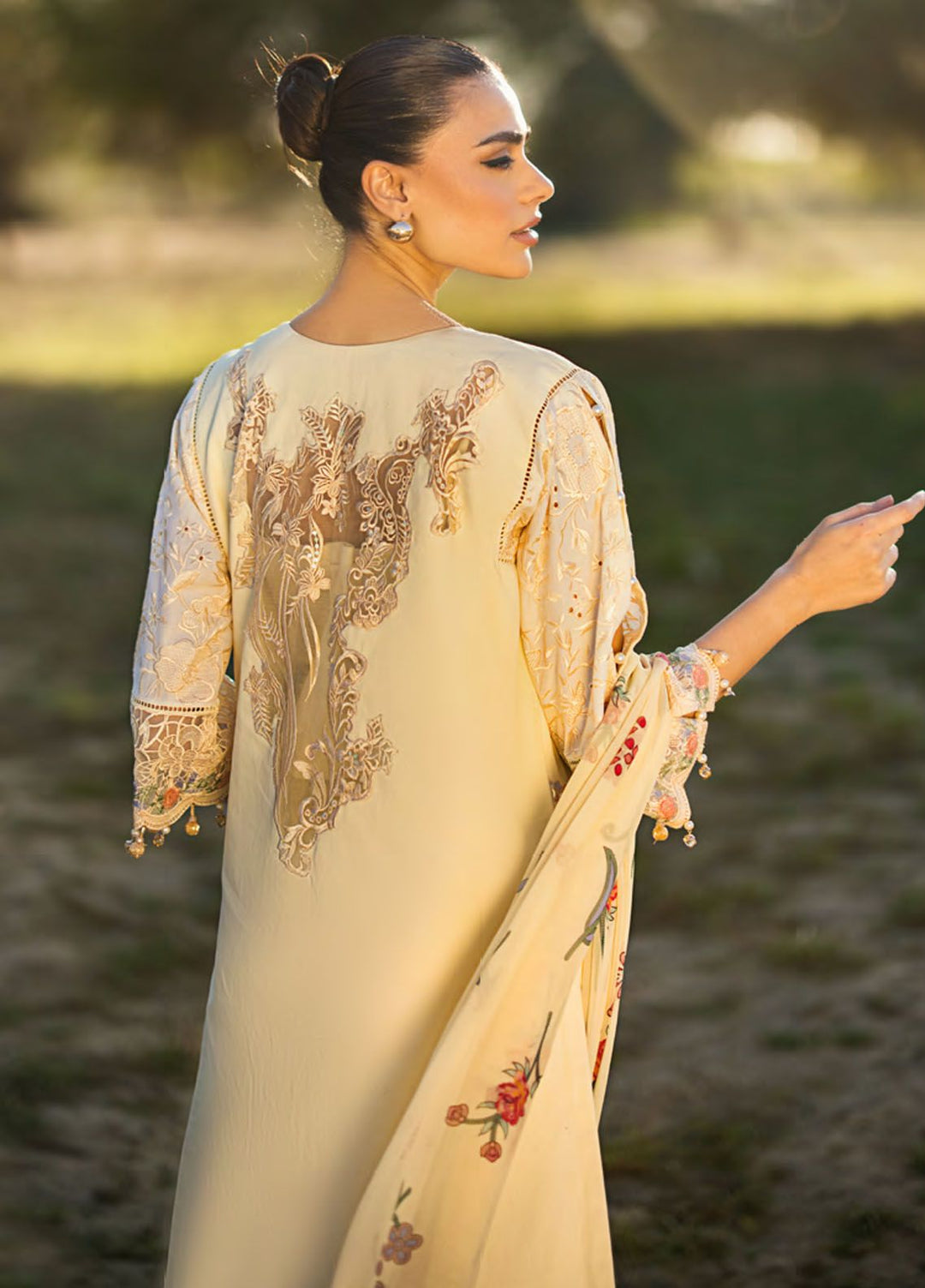 Mahiymaan By Al Zohaib Embroidered Organza Suits Unstitched 3 Piece MAH24LL M-12 Lemon Delight - Luxury Collection