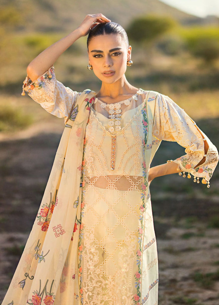 Mahiymaan By Al Zohaib Embroidered Organza Suits Unstitched 3 Piece MAH24LL M-12 Lemon Delight - Luxury Collection