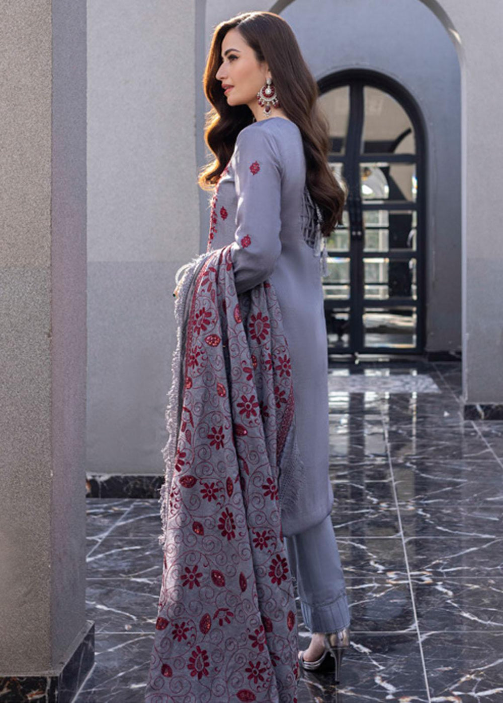 Mahiymaan By Al Zohaib Embroidered Net Suits Unstitched 3 Piece AZ22M 08 - Luxury Collection