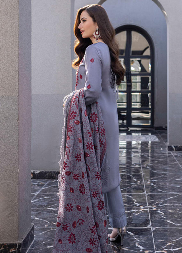 Mahiymaan By Al Zohaib Embroidered Net Suits Unstitched 3 Piece AZ22M 08 - Luxury Collection