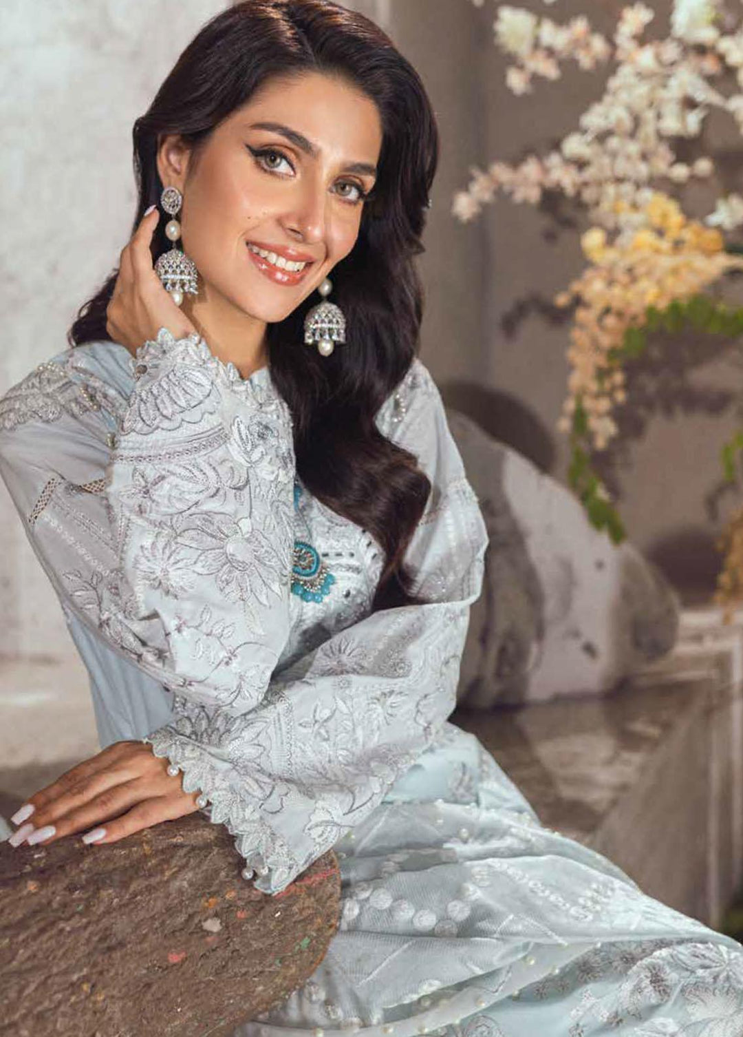 Mahiymaan by Al Zohaib Embroidered Lawn Suits Unstitched 3 Piece MAH23L M01 BLOSSOM ELEGANCE - Summer Collection