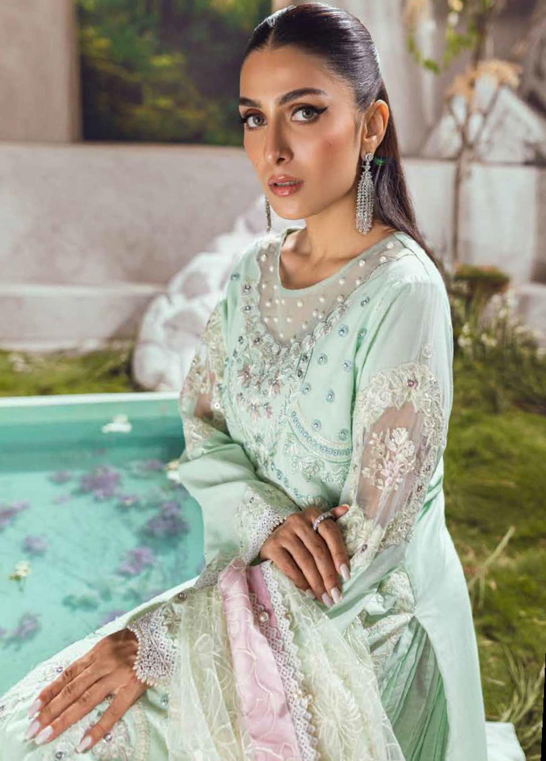 Mahiymaan by Al Zohaib Embroidered Lawn Suits Unstitched 3 Piece MAH23L M05 PETAL WHIMSY - Summer Collection