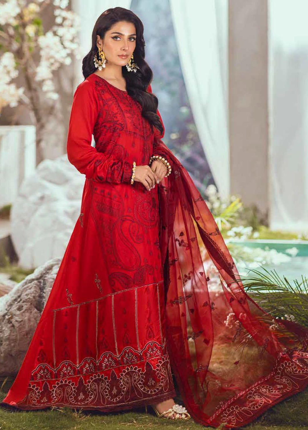 Mahiymaan by Al Zohaib Embroidered Lawn Suits Unstitched 3 Piece MAH23L M06 RADIANT BLOSSOMS - Summer Collection