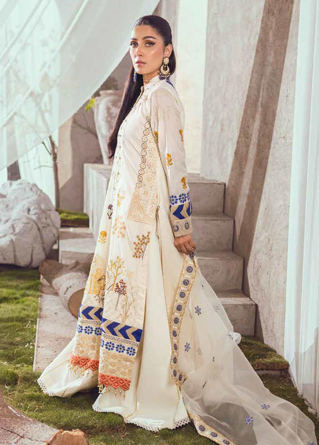 Mahiymaan by Al Zohaib Embroidered Lawn Suits Unstitched 3 Piece MAH23L M07 GRACEFUL PETALS - Summer Collection