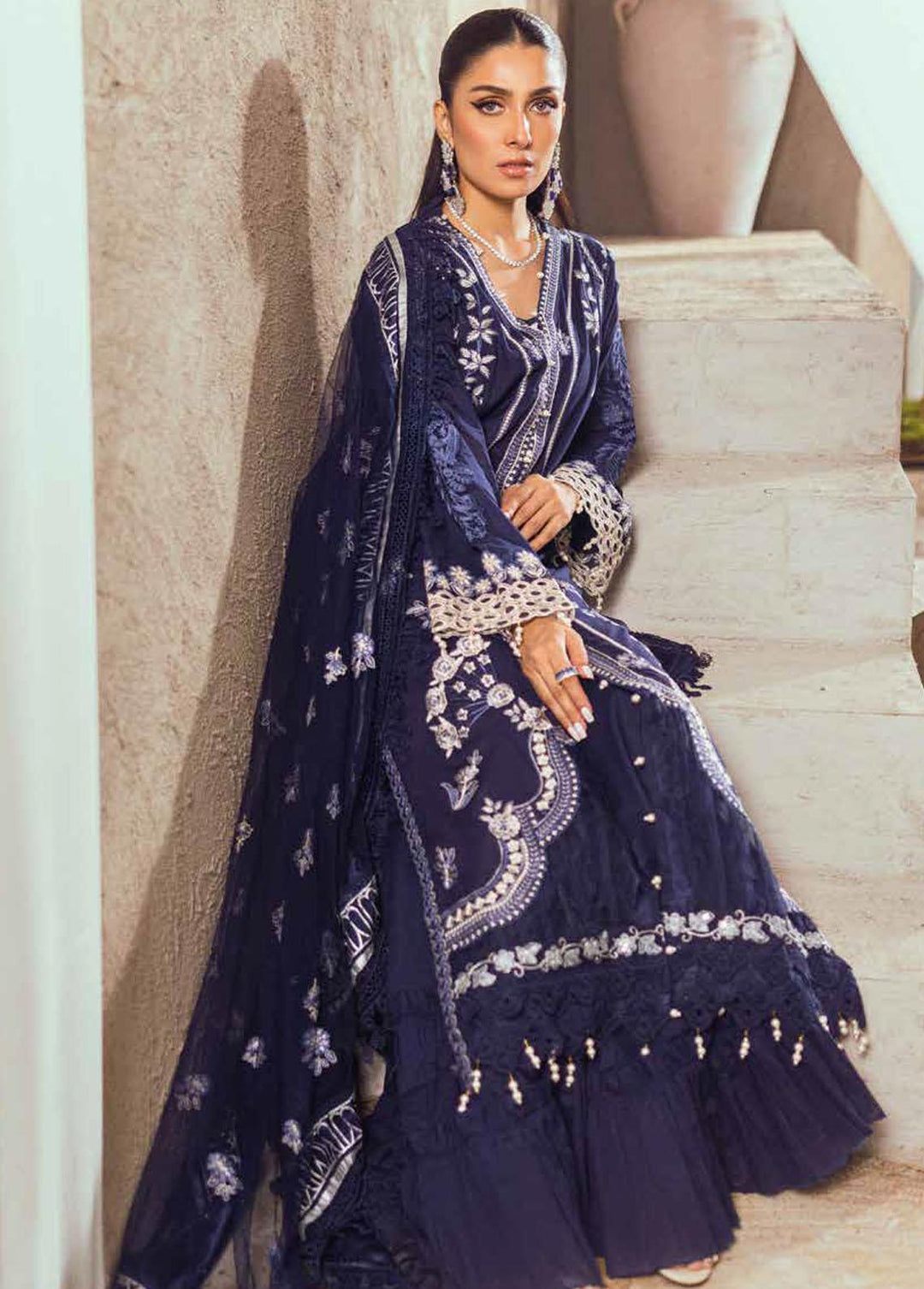 Mahiymaan by Al Zohaib Embroidered Lawn Suits Unstitched 3 Piece MAH23L M08 OPULENT GARDENIA - Summer Collection