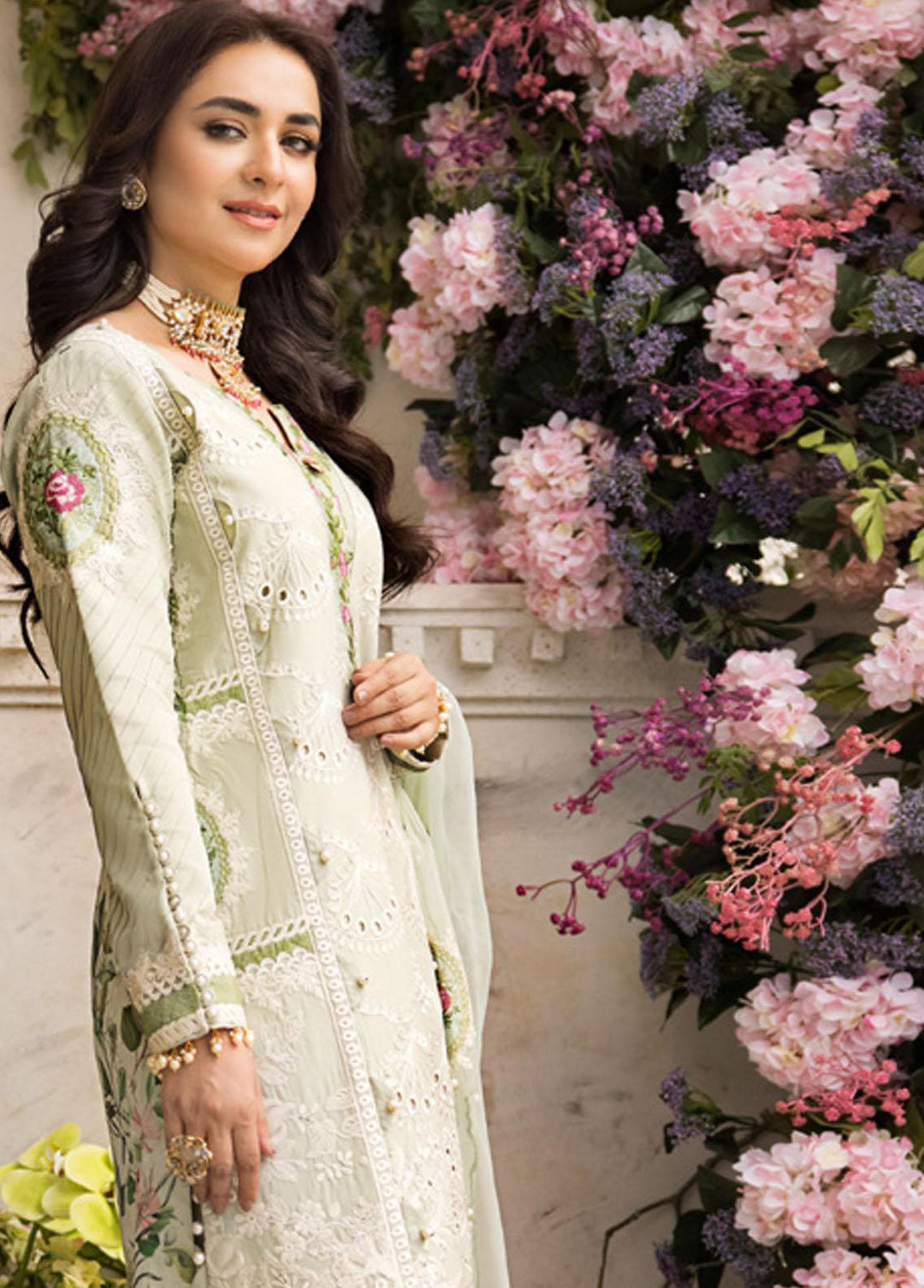 Mahiymaan By Al Zohaib Embroidered Lawn Suits Unstitched 3 Piece MAH23LE D-01 - Luxury Eid Collection