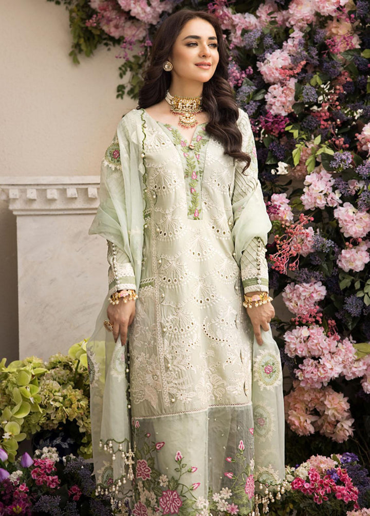 Mahiymaan By Al Zohaib Embroidered Lawn Suits Unstitched 3 Piece MAH23LE D-01 - Luxury Eid Collection