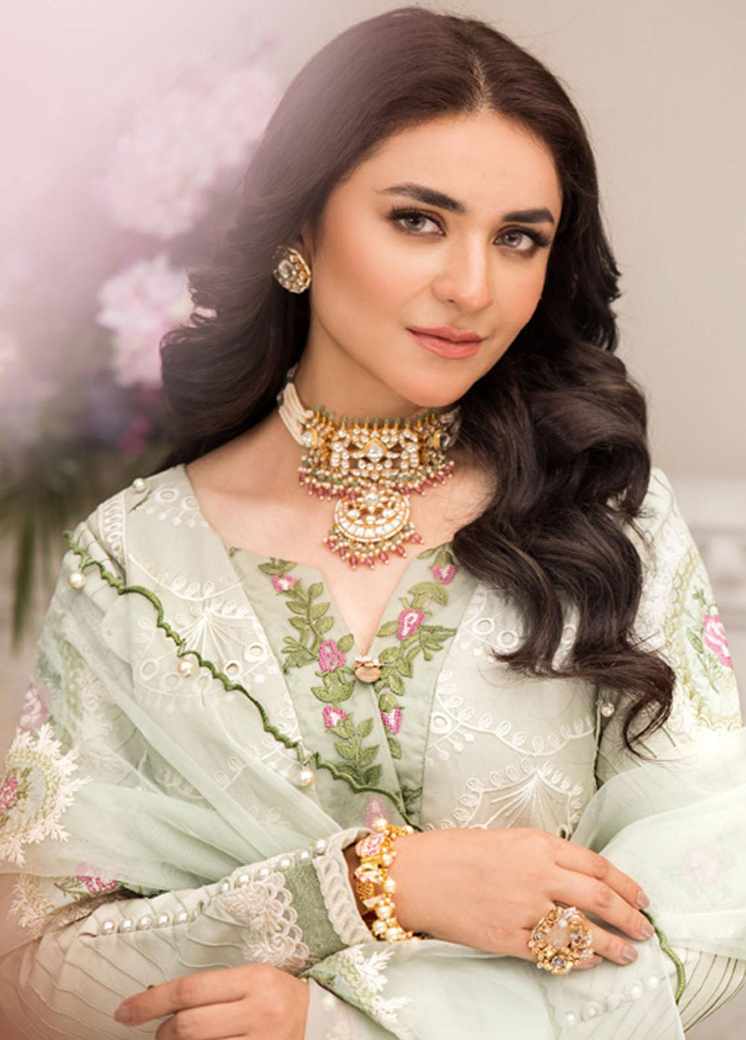 Mahiymaan By Al Zohaib Embroidered Lawn Suits Unstitched 3 Piece MAH23LE D-01 - Luxury Eid Collection