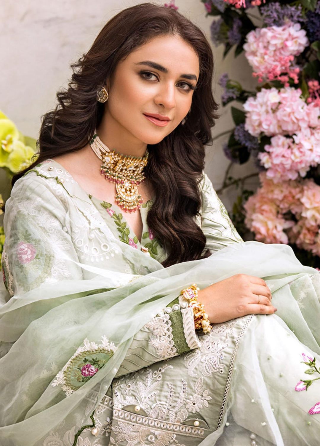Mahiymaan By Al Zohaib Embroidered Lawn Suits Unstitched 3 Piece MAH23LE D-01 - Luxury Eid Collection