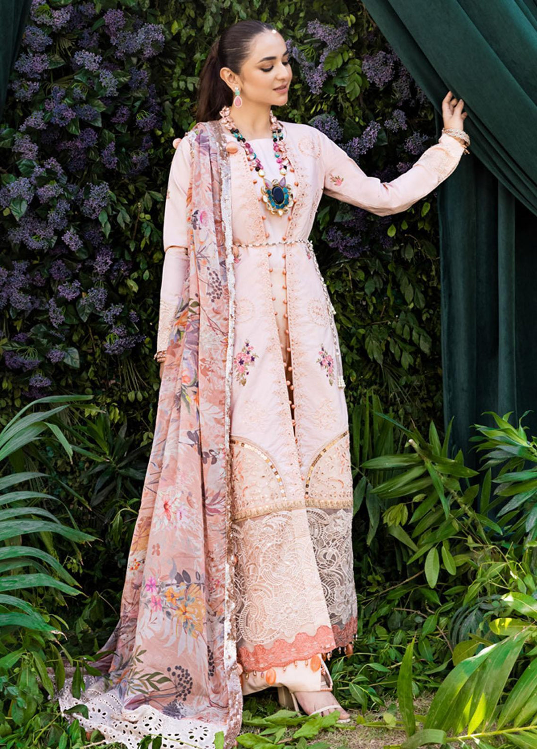 Mahiymaan By Al Zohaib Embroidered Lawn Suits Unstitched 3 Piece MAH23LE D-02 - Luxury Eid Collection