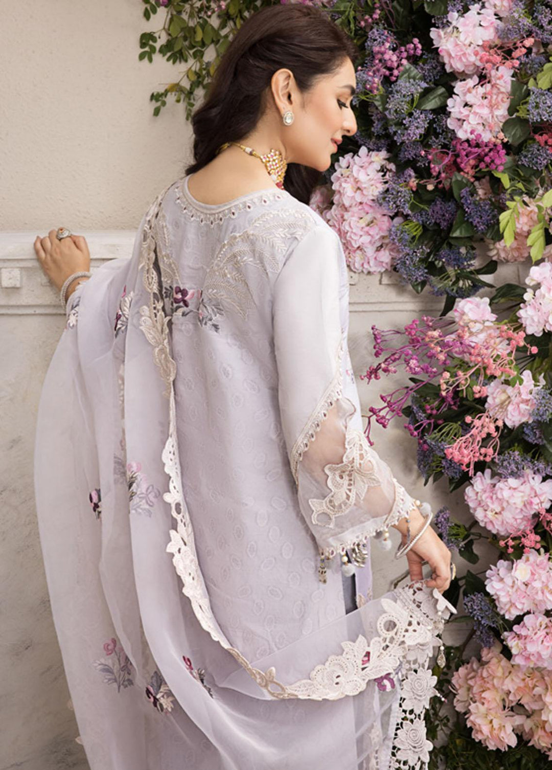 Mahiymaan By Al Zohaib Embroidered Lawn Suits Unstitched 3 Piece MAH23LE D-04 - Luxury Eid Collection