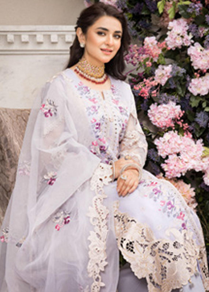 Mahiymaan By Al Zohaib Embroidered Lawn Suits Unstitched 3 Piece MAH23LE D-04 - Luxury Eid Collection