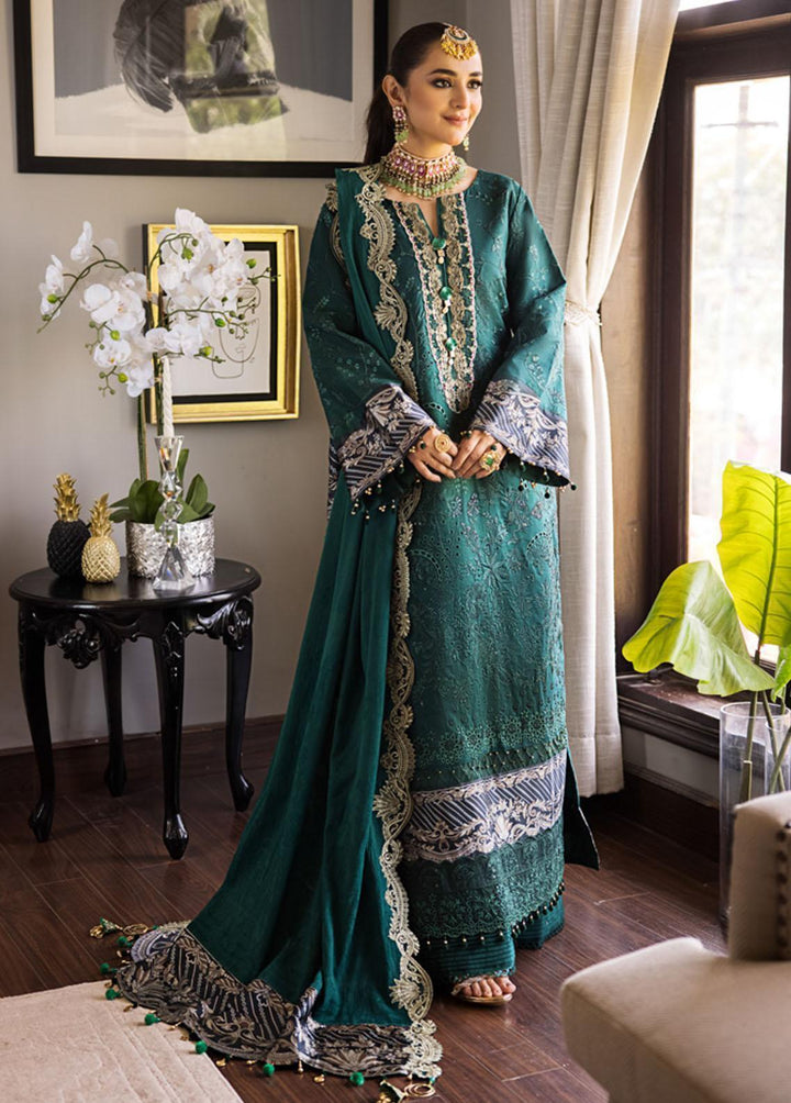 Mahiymaan By Al Zohaib Embroidered Lawn Suits Unstitched 3 Piece MAH23LE D-05 - Luxury Eid Collection