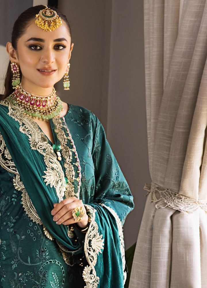 Mahiymaan By Al Zohaib Embroidered Lawn Suits Unstitched 3 Piece MAH23LE D-05 - Luxury Eid Collection