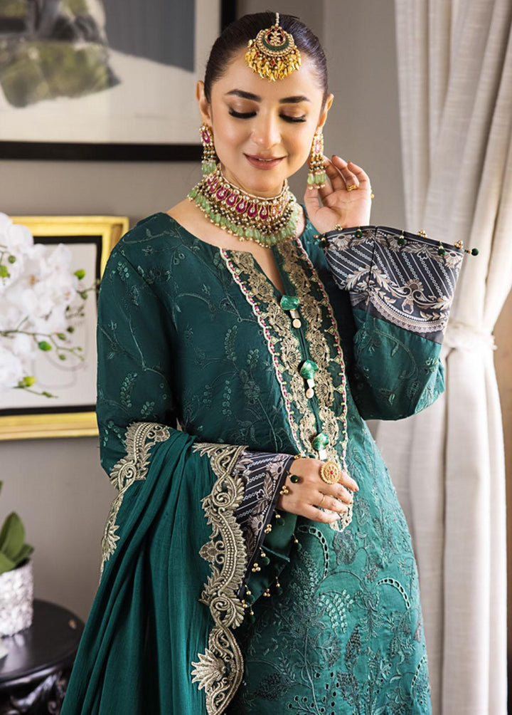 Mahiymaan By Al Zohaib Embroidered Lawn Suits Unstitched 3 Piece MAH23LE D-05 - Luxury Eid Collection