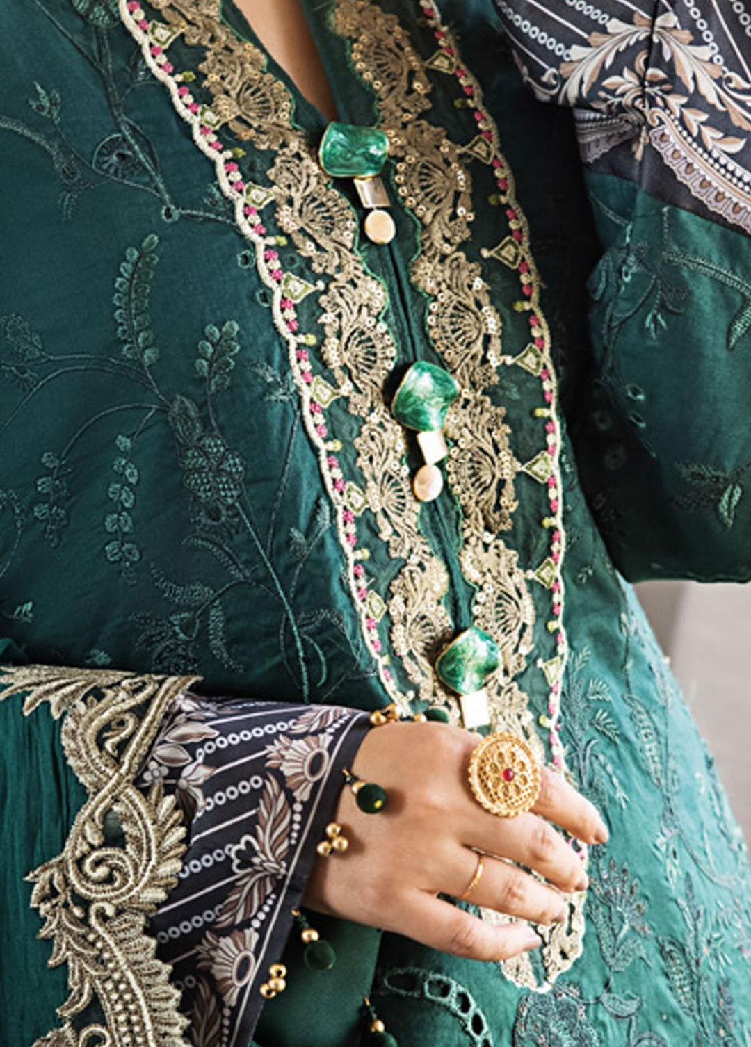 Mahiymaan By Al Zohaib Embroidered Lawn Suits Unstitched 3 Piece MAH23LE D-05 - Luxury Eid Collection