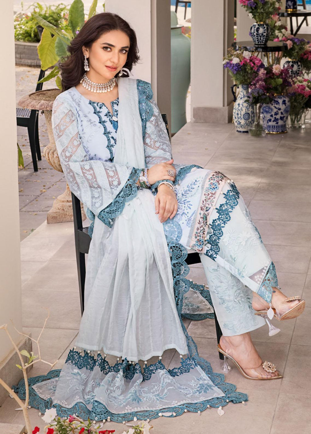 Mahiymaan By Al Zohaib Embroidered Lawn Suits Unstitched 3 Piece MAH23LE D-06 - Luxury Eid Collection