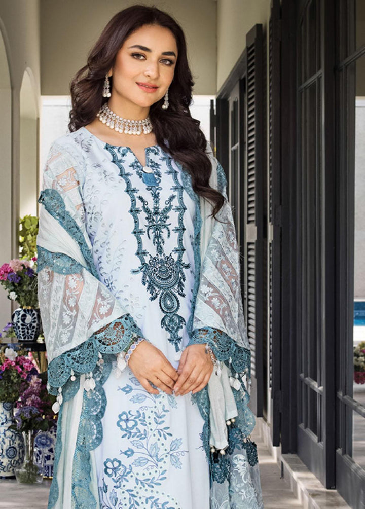 Mahiymaan By Al Zohaib Embroidered Lawn Suits Unstitched 3 Piece MAH23LE D-06 - Luxury Eid Collection