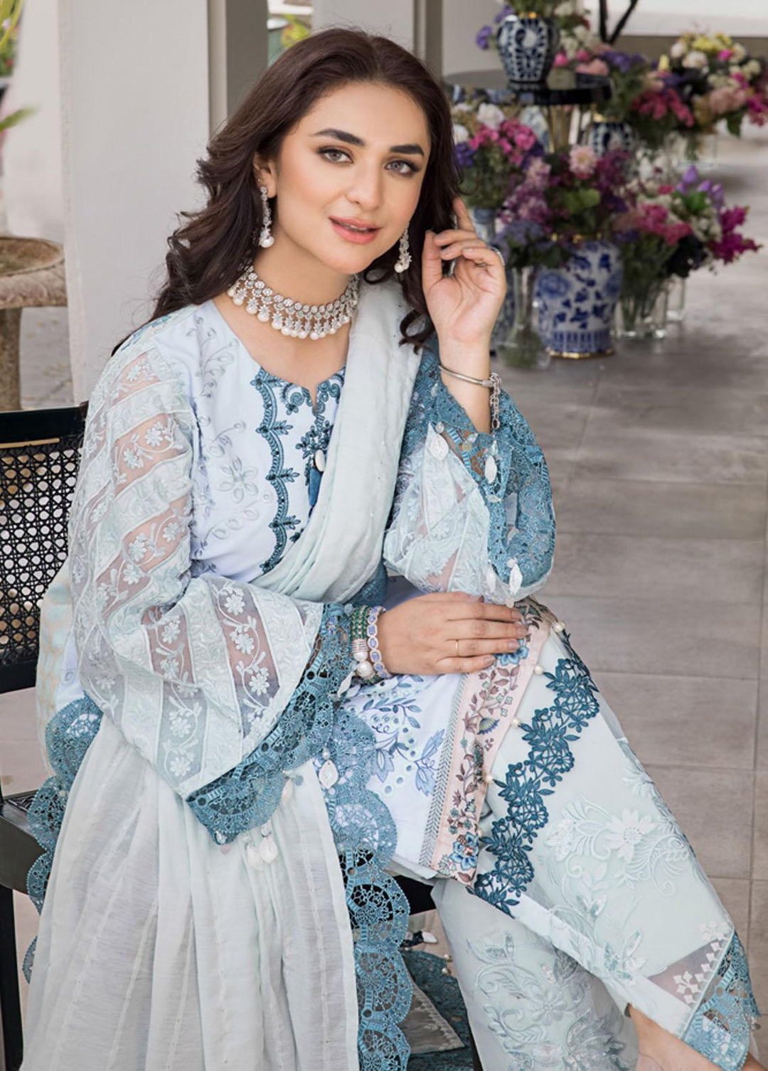Mahiymaan By Al Zohaib Embroidered Lawn Suits Unstitched 3 Piece MAH23LE D-06 - Luxury Eid Collection