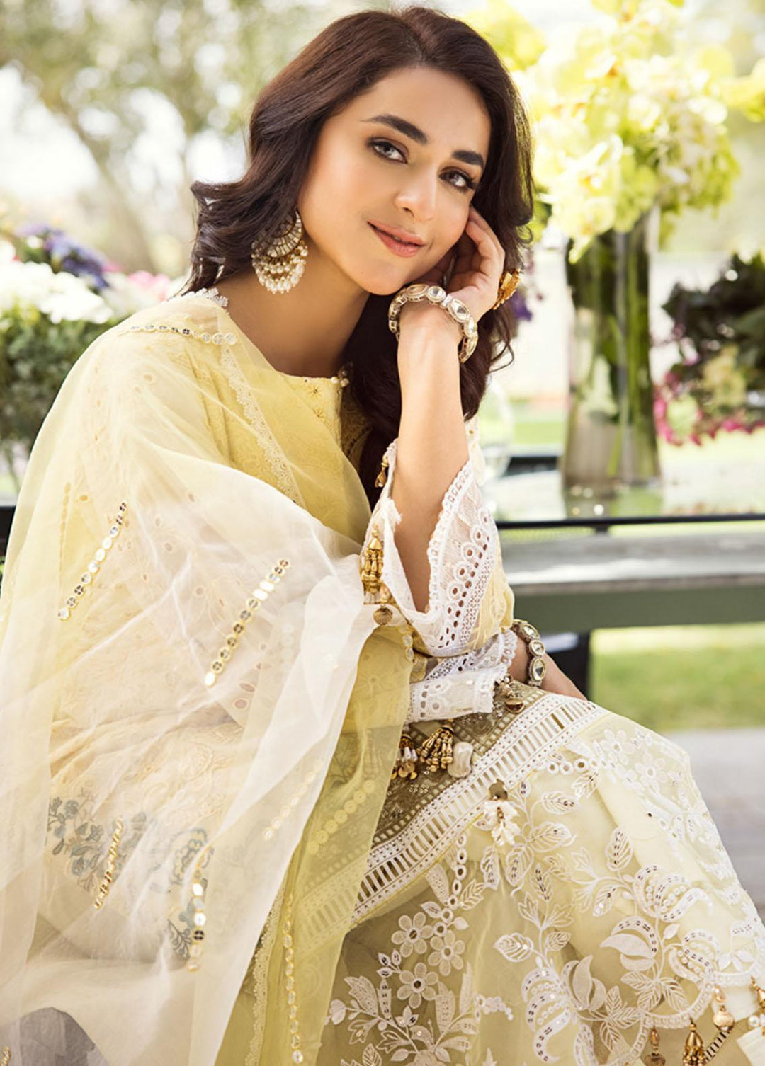 Mahiymaan By Al Zohaib Embroidered Lawn Suits Unstitched 3 Piece MAH23LE D-07 - Luxury Eid Collection