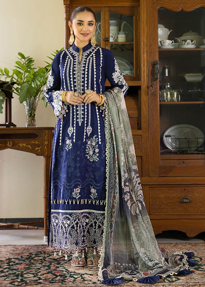 Mahiymaan By Al Zohaib Embroidered Lawn Suits Unstitched 3 Piece MAH23LE D-08 - Luxury Eid Collection