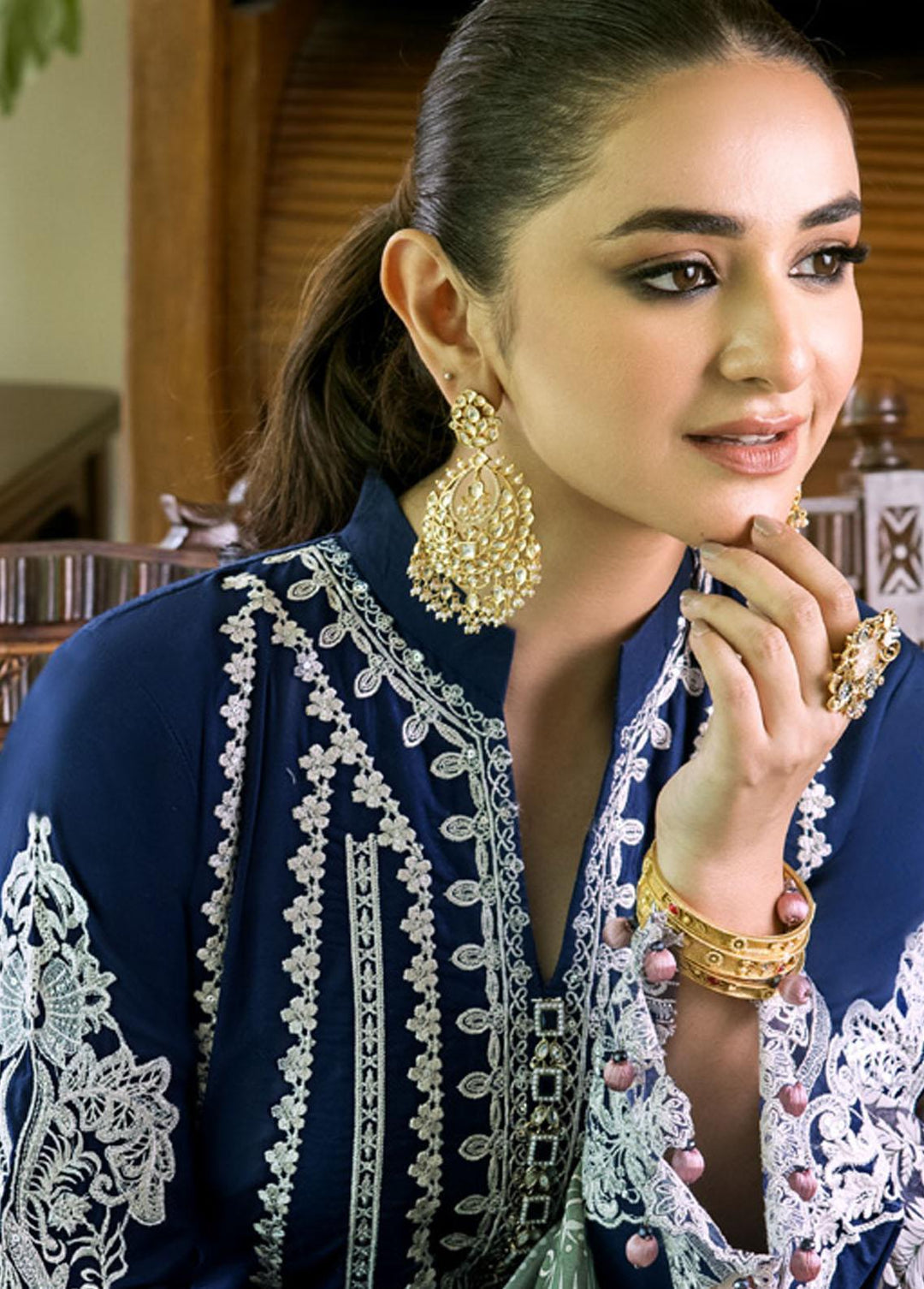 Mahiymaan By Al Zohaib Embroidered Lawn Suits Unstitched 3 Piece MAH23LE D-08 - Luxury Eid Collection