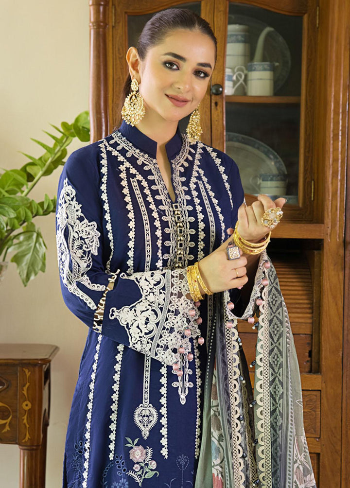 Mahiymaan By Al Zohaib Embroidered Lawn Suits Unstitched 3 Piece MAH23LE D-08 - Luxury Eid Collection