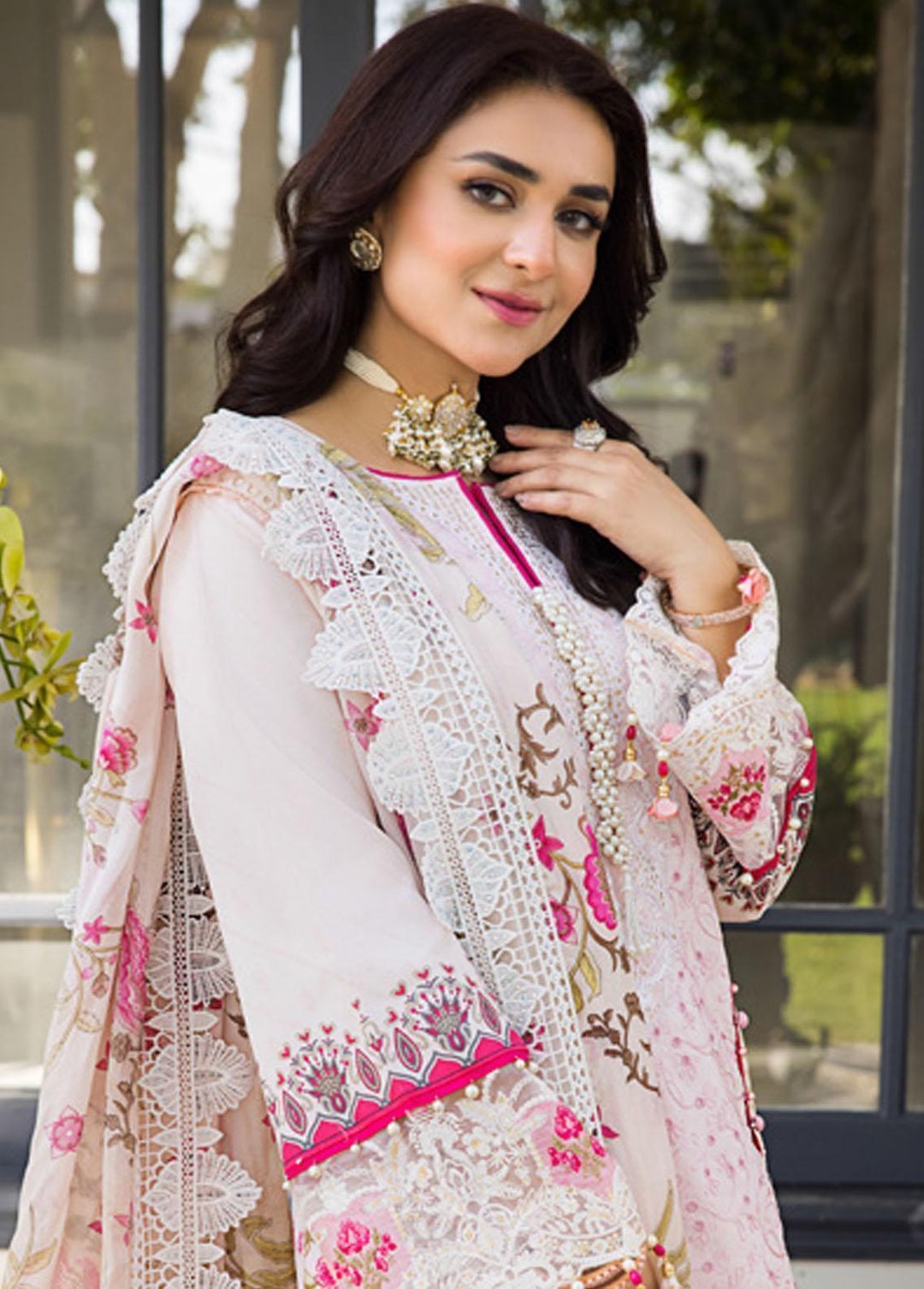 Mahiymaan By Al Zohaib Embroidered Lawn Suits Unstitched 3 Piece MAH23LE D-09 - Luxury Eid Collection
