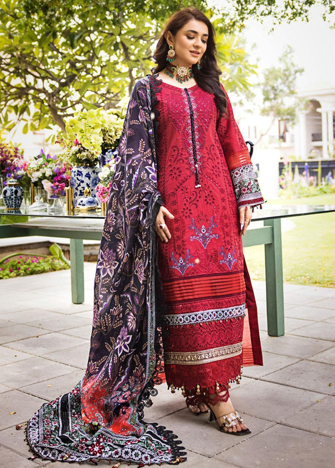 Mahiymaan By Al Zohaib Embroidered Lawn Suits Unstitched 3 Piece MAH23LE D-10 - Luxury Eid Collection
