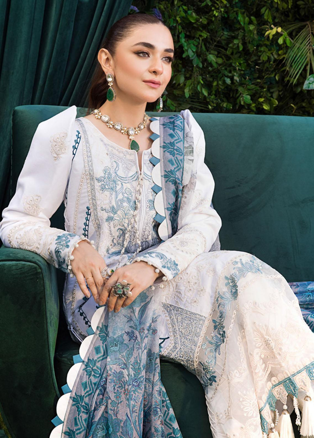 Mahiymaan By Al Zohaib Embroidered Lawn Suits Unstitched 3 Piece MAH23LE D-11 - Luxury Eid Collection