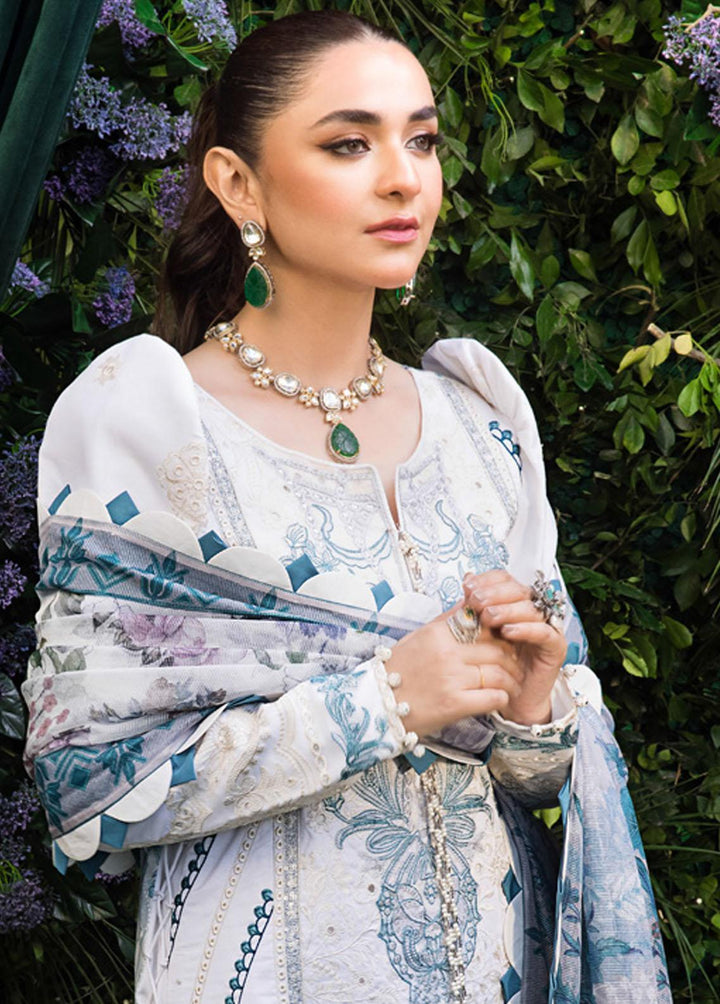 Mahiymaan By Al Zohaib Embroidered Lawn Suits Unstitched 3 Piece MAH23LE D-11 - Luxury Eid Collection