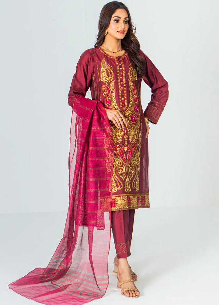 Mahnoor Ejaaz Pret Embroidered Silk 3 Piece Suit MELP-SH-004