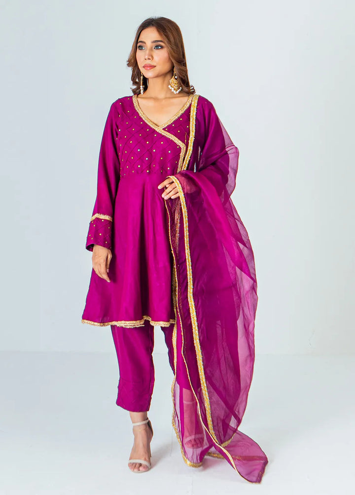 Mahnoor Ejaaz Pret Embroidered Silk 3 Piece Suit MELP-SH-005