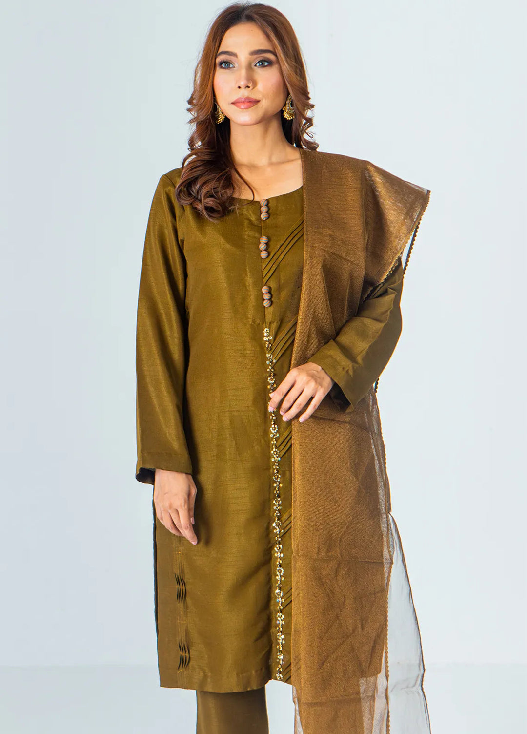 Mahnoor Ejaaz Pret Embroidered Silk 3 Piece Suit MELP-SH-009