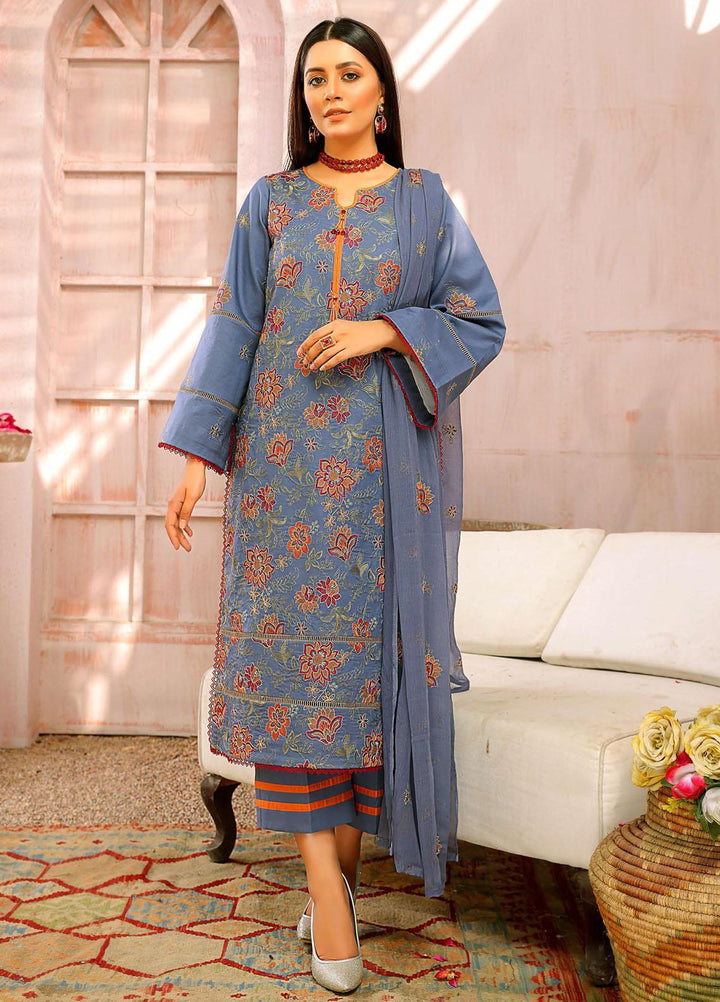 Mahnur Embroidered Lawn Suits Unstitched 3 Piece MN22EB 01 - Luxury Collection