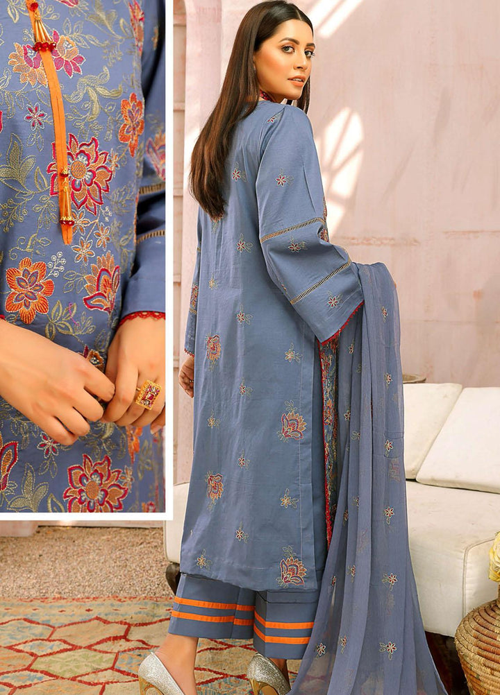 Mahnur Embroidered Lawn Suits Unstitched 3 Piece MN22EB 01 - Luxury Collection