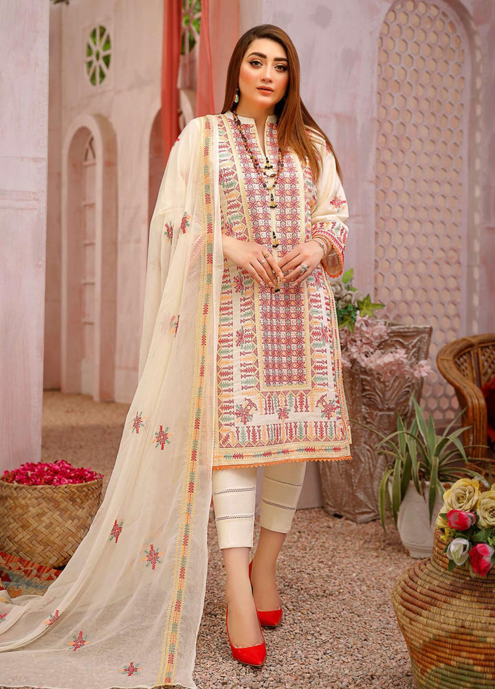Mahnur Embroidered Lawn Suits Unstitched 3 Piece MN22EB 08 - Luxury Collection