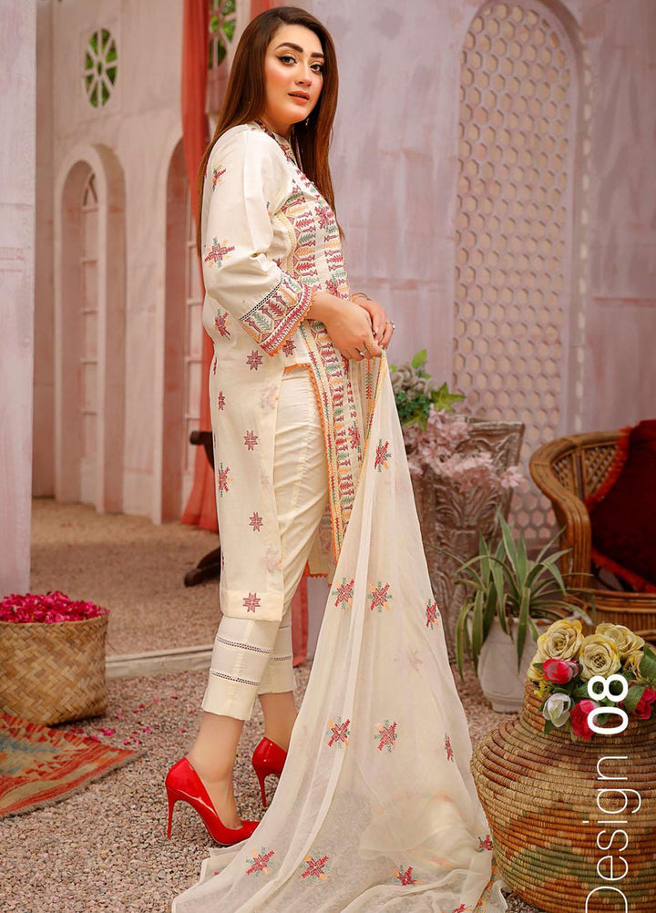 Mahnur Embroidered Lawn Suits Unstitched 3 Piece MN22EB 08 - Luxury Collection