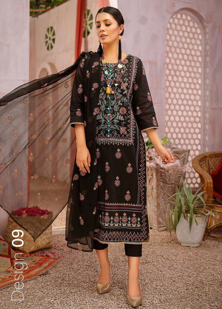 Mahnur Embroidered Lawn Suits Unstitched 3 Piece MN22EB 09 - Luxury Collection