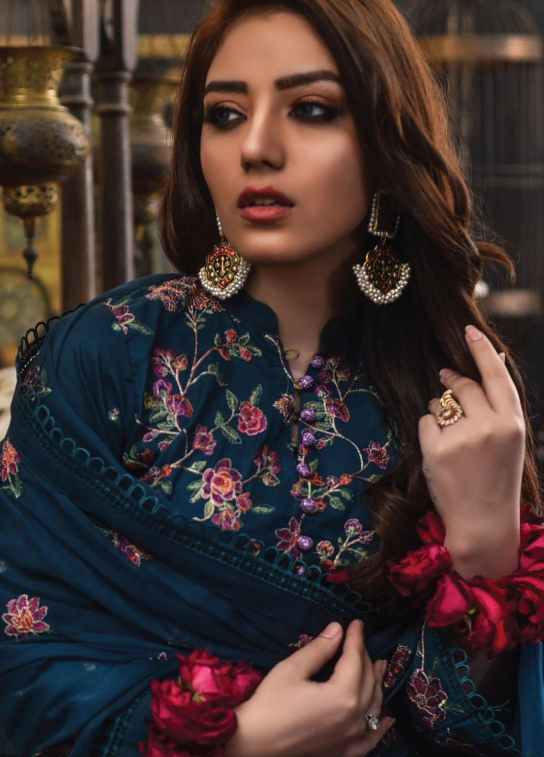 Mahnur Embroidered Lawn Suits Unstitched 3 Piece MN23L D-06 - Luxury Summer Collection