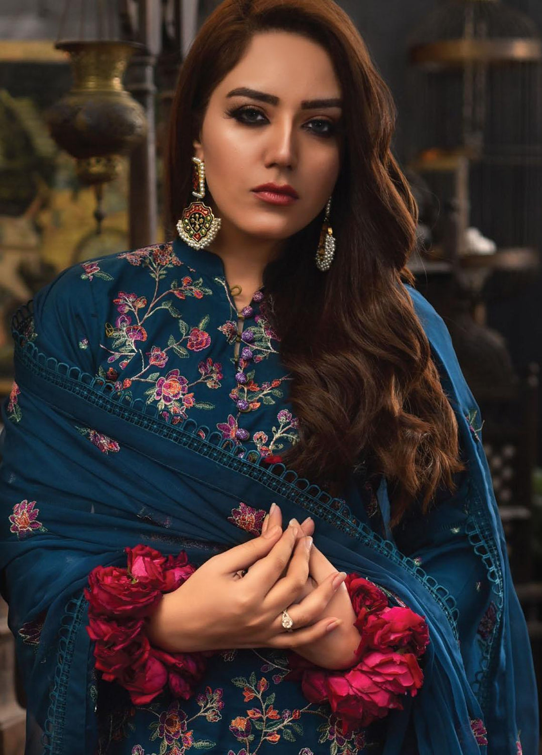 Mahnur Embroidered Lawn Suits Unstitched 3 Piece MN23L D-06 - Luxury Summer Collection