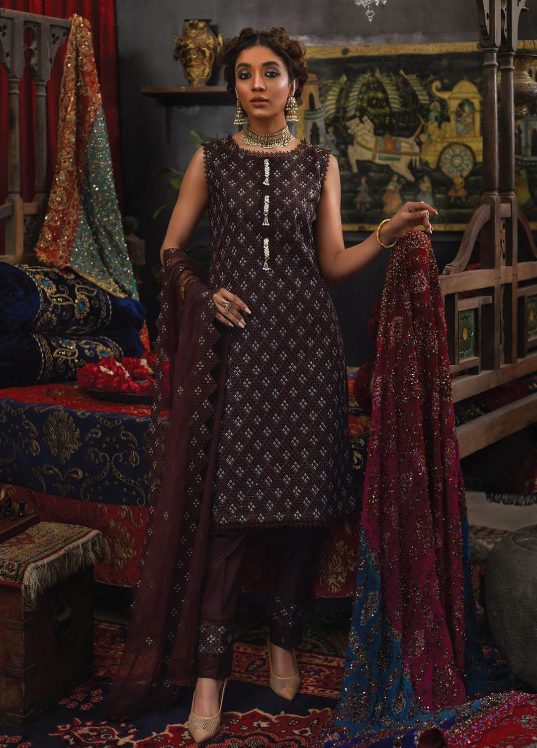 Mahnur Embroidered Lawn Suits Unstitched 3 Piece MN23L D-11 - Luxury Summer Collection