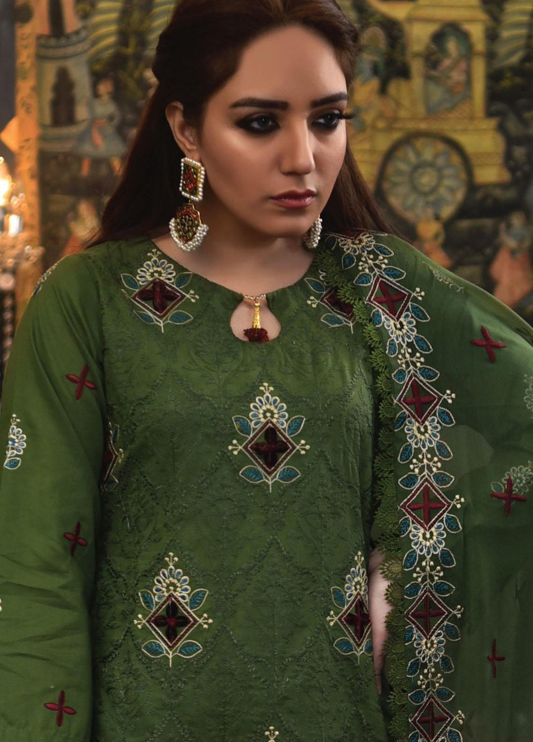 Mahnur Embroidered Lawn Suits Unstitched 3 Piece MN23L D-12 - Luxury Summer Collection