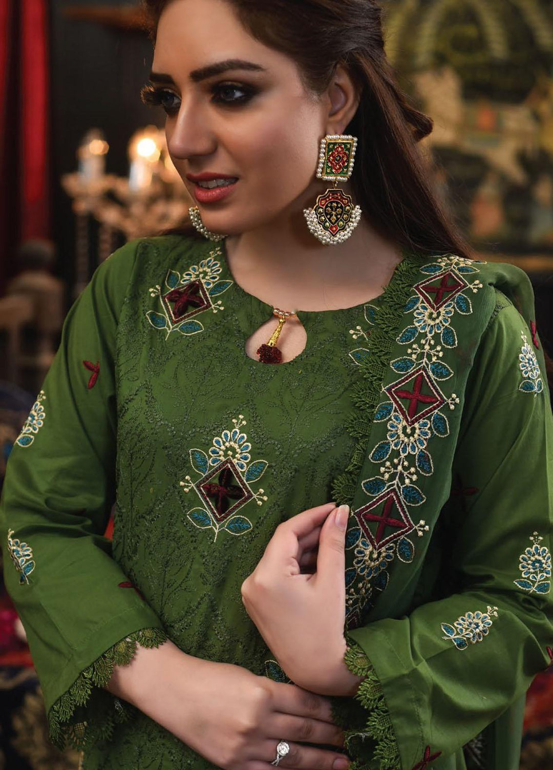 Mahnur Embroidered Lawn Suits Unstitched 3 Piece MN23L D-12 - Luxury Summer Collection