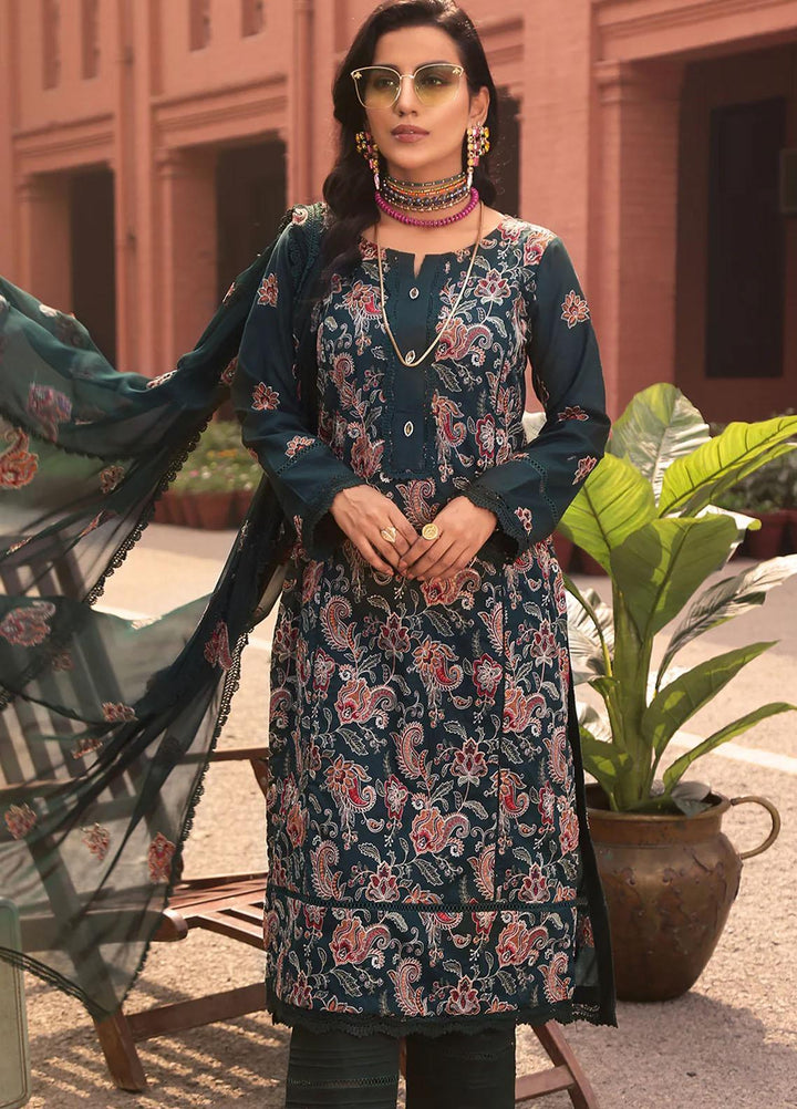 Mahnur Embroidered Lawn Suits Unstitched 3 Piece MN23L-V2 D-01 - Summer Collection