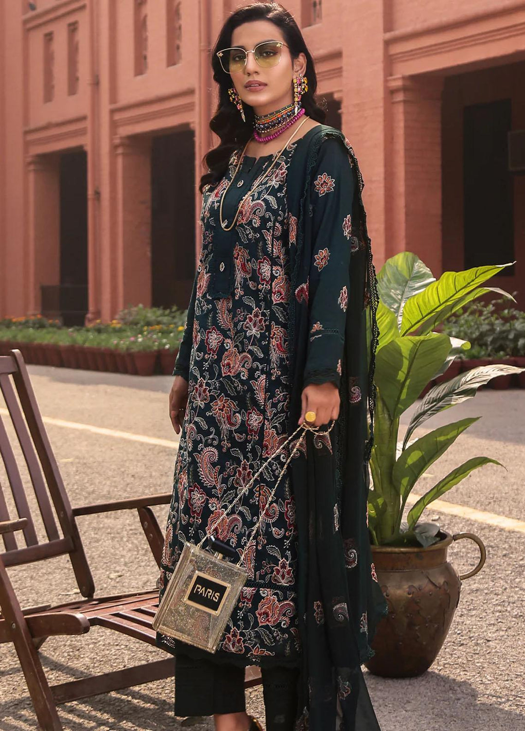 Mahnur Embroidered Lawn Suits Unstitched 3 Piece MN23L-V2 D-01 - Summer Collection